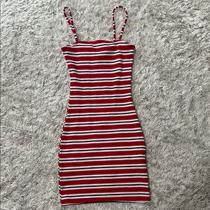 Striped Red and White Bodycon Dress